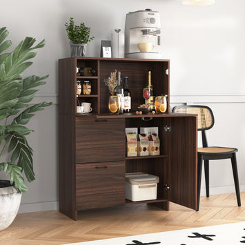 Desk Cabinet, with Storage Drawer & Shelves, Fold-up Desktop, Ideal for Home, Office, Kitchen storage organizer, Dormitory, Small Spaces W31.49