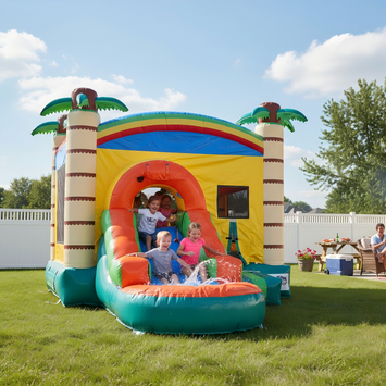17FT x 12FT Jungle Adventure Bounce & Water Slide Combo(2-in-1 Dry/Wet) with Blower