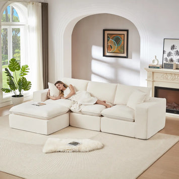 Modern Chenille cloud sofa, freely combinable, comfortable to sit on, suitable for modern living room furniture in homes, apartments, and offices