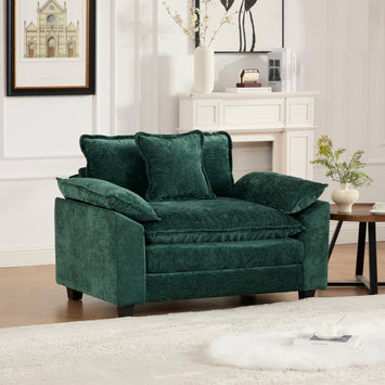 Cloud Sofa Single Seat (Ottoman is not included), Modern Sectional Couch, for Living Room Bedroom and Apartment, Comfy Double Layer Upholstered Seat Cushion, Breathable Chenille Fabric, Green,SW5041GN