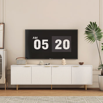 White Modern TV Stand Fluted 68