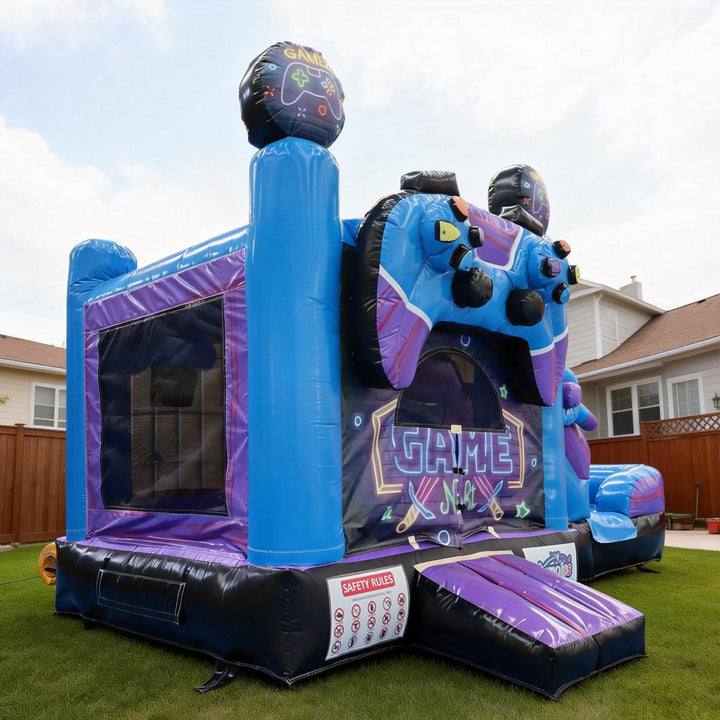 18FT x 12FT Game Zone Arcade Bounce & Water Slide Combo (2-in-1 Dry/Wet) with Blower