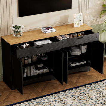ON-TREND Farmhouse TV Stand with 2 Drawers for TVs Up to 70