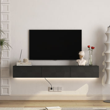 Floating TV Stand Wall Mounted with 16 Color LEDs,67