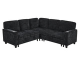 L-Shaped Sofa with Pull Out Sofa Bed, Sleeper Sofa Couch Bed with Storage Seat, 5 Seat Sectional Sofa Bed with USB, Sectional Sofa Couch for Living Room, Apartment, Charcoal Grey