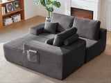 104" Cloud Sectional Sofa with L-Shape Chaise and Side Pockets , Modern Modular Design, Deep Seating, Upholstered Couch for Living Room/Bedroom, No Assembly Required (Plush Fabric), Grey,Right