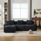 104.3" 4-Piece L Shaped Upholstered Modular Sectional Sofa, Oversized 3-Seater Boneless Convertible Cloud Tufted Couch Set with Deep Seat & Movable Ottoman 3 Pillows for Living Room,No Assembly, Ivory