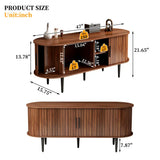 TV Stand, 47" Modern TV Console Table with Storage Compartment and Sliding Door, Gaming Entertainment Center with Cabinet for Living Room, Bedroom, Office (Walnut)