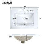 24-Inch Bathroom Vanity with Ceramic Sink, 1 Soft Close Door, 2 Soft Close Drawers, and Double Storage Racks on the Door