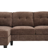 U-shaped Sectional Sofa 103.5" Chenille Fabric Couch with Dual Chaise Lounges, Storage Pockets and Armrest Pillows for Living Room, Brown