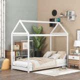 Twin Size Wooden House Bed, Gray