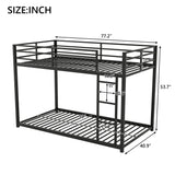 Twin over Twin Metal Bunk Bed, Low Bunk Bed with Ladder, Black(OLD SKU:WF282465AAB)