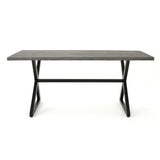 Rolando Outdoor Aluminum Dining Table with Steel Frame, Grey / Black