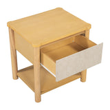 Wood Nightstand,Modern Nightstands with Drawer, Farmhouse Bedside Table for Bedroom Living Room ,MP2(set of 2) Natural&Beige Color