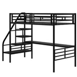 Metal Loft Bed Frame with Desk, No Box Spring Needed,Twin ,Black