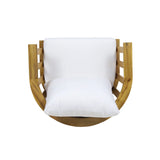 Outdoor Acacia Wood Patio Club Chair, Wooden Patio Furniture,Waterproof Thick Cushion Deep Seating for Porch, Garden, Backyard, Balcony, Weight Capacity 400lbs, Teak Finish, White