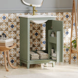[Viedo] 20 Inch Modern Small Bathroom Vanity Cabinet With Ceramic Basin- 20*14.5*33.3 Inches,Ample Storage,1 Soft Close Door
