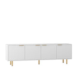 White Modern TV Stand Fluted 68" t, Entertainment Center with Storage Doors, TV Console Media Cabinet,  for 55+ Inch TV, Living Room