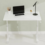 Adjustable study desk suitable for children and adults, height-adjustable, multifunctional home office desk, compact design, desktop dimensions: 60cm × 100cm, white frame, white tabletop.