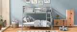 Twin over Full Bunk Bed with ladder, Safety Guardrail, Perfect for Bedroom, Gray