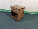 Wood Nightstand with Drawer and Open Shelf, Modern Bedside Table with Storage, Wooden End Table for Bedroom, Living Room or Apartment, Natural Finish, Brown