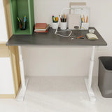 Adjustable study desk suitable for children and adults, height-adjustable, multi-functional home office desk, compact design, desktop dimensions: 60cm × 100cm, white frame, gray tabletop.