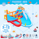 9 in1 Inflatable Slide Water Park Jump Area Dual Slides Climbing Wall  Anchor Ring Toss Basketball Hoop Dual Water Guns Shallow and Bathing Poolsfor Kids