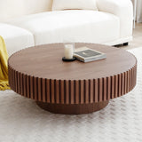 31.49'' Round Coffee Table Small Coffee Table for Apartment, Modern Living Room Coffee Table with Sturdy Pedestal,WALNUT (Same Sku:W876P243947)