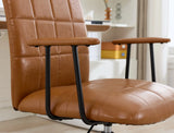 Antique brown PU leather color office chair 2 SETS, with armrest, high backrest, 360 degree swivel , up and down adjustable gaslift,black powder coated frame,five star base, black wheels