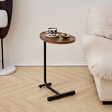 2-pieces Brown C-shaped Side Table, Small Sofa Table for Small Spaces, Living Room, Bedroom