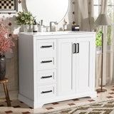 36" Modern Bathroom Vanity with Ceramic Sink, Soft-Close Door, Adjustable Shelf & 3 Drawers, Ample Storage, Elegant Design for Medium to Small Bathrooms