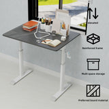 Adjustable study desk suitable for children and adults, height-adjustable, multi-functional home office desk, compact design, desktop dimensions: 60cm × 80cm, white frame, gray tabletop.