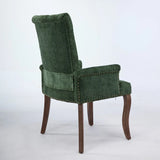 Upholstered Chenille Fabric Accent Dining Chair, Curved Solid Wood Legs, Elegant Tufted Club Dining Room Kitchen Room Arm Dining Chair, Single Pack,Olive Green,SW1895OL