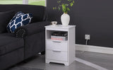 Nightstand with Charging Station,End Table with 2 Drawers,Wooden End Table with Drawer and Opening Shelf,Side Table for Bedroom, White