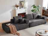 104" Cloud Sectional Sofa with L-Shape Chaise and Side Pockets , Modern Modular Design, Deep Seating, Upholstered Couch for Living Room/Bedroom, No Assembly Required (Plush Fabric), Grey, Left-facing