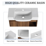 24'' Wall-Mounted Bathroom Vanity with White Ceramic Sink & Soft-Close Door, KD-Packing