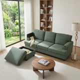 86" L-Shaped Sectional Sofa with Movable Ottoman & Storage, Linen Fabric Corner Couch for Small Living Room, Beige