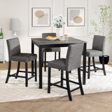 5-Piece Counter Height Table Set with 4 Chairs, Counter Height Table Set for 4 with Chairs, Wooden Counter Height  Table Set for Kitchen, Dining Room, Light Grey & Black Two Tone