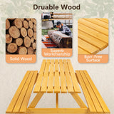 8 Person Brown Wooden Picnic Table, Outdoor Camping Dining Table with 2 Seats, Garden, DIY with 2 Built-in Benches, 2220lb Capacity