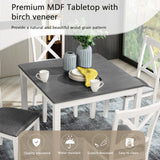 5-Piece Dining Table Set with 4 Chairs, Modern Wood Dining Table Set for 4,  4-Person Dining Table Set for Small Place, Kitchen, Dining Room, Grey & White two tone