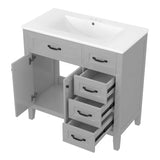 36" Bathroom Vanity with Sink Combo, Gray Bathroom Cabinet with Drawers, Solid Frame and MDF Board (Old Sku:JL000007AAE-6)
