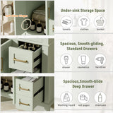 30" Bathroom Vanity with Ceramic Sink, Modern Storage Cabinet with Soft-Close Doors, Deep Drawer & Standard Drawer, Stylish Bath Vanity for Small Bathrooms