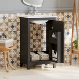 [Viedo] 20 Inch Modern Small Bathroom Vanity Cabinet With Ceramic Basin- 20*14.5*33.3 Inches,Ample Storage,1 Soft Close Door