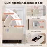 [VIDEO]107'' Sectional Sleeper Sofa Bed with Pull Out Couch, L-shaped with Adjustable Armrest, USB&Type-C Charging, Free Movement Storage Ottoman, Free Combination for Living Room&Apartment, Chenille