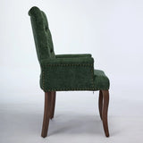 Upholstered Chenille Fabric Accent Dining Chair, Curved Solid Wood Legs, Elegant Tufted Club Dining Room Kitchen Room Arm Dining Chair, Single Pack,Olive Green,SW1895OL