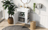 [Video]21.6inch Modern Floating Bathroom Vanity with Ceramic Basin - Perfect for Small Bathrooms, Right side storage