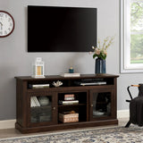 Modern TV Stand for up to 65 Inch TVs, Entertainment Center Farmhouse TV Cabinet Media Console Table with Glass Doors for Living Room, Brown 60"W*15.75"D*29"H