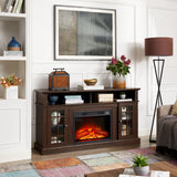 Classic TV Media Stand Modern Entertainment Console with 23" Fireplace Insert for TV Up to 65" with Open and Closed Storage Space, Espresso, 58.25"W*15.75"D*32"H