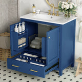 30 Inch Green Bathroom Vanity with Single Sink, Combination Under Counter Sink, Bathroom Storage Cabinet with 2 Doors and a Drawer, Soft Closure, Multifunctional Storage(WF324043)