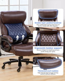 600LBS Large Heavy Duty Office Chair,Big and Tall Office Chair for Heavy People, High Back Executive Desk Chair with Pocket Spring Cushion, Desk Chair with Quiet Rubber Wheel